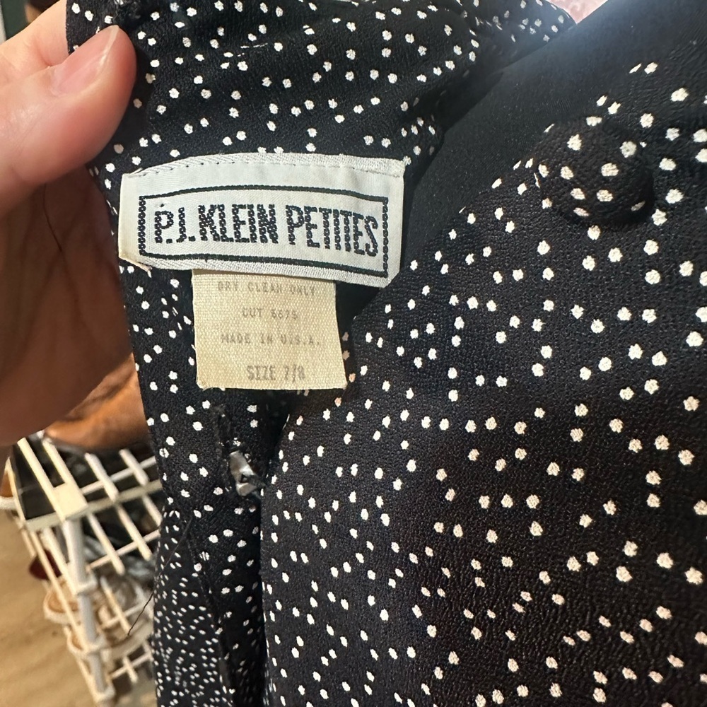 Vintage PJ Klein Petites Black & White Polka Dot Dress Made in USA Size Petite - Picture 4 of 6